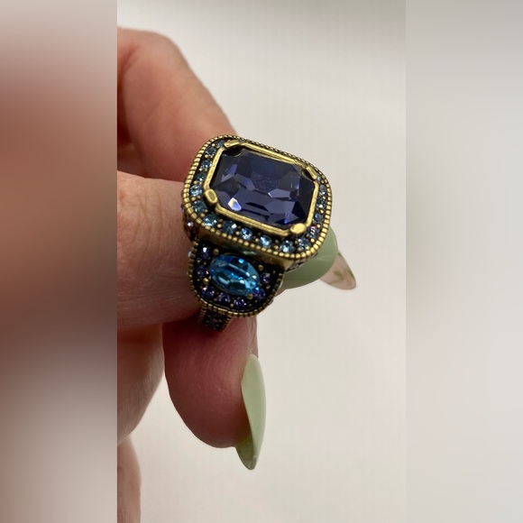 HEIDI DAUS® Blue & Purple Crystal Cocktail Statement Ring - Picture 16 of 16